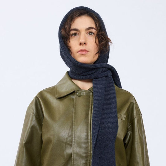 lambswool hooded scarf wrap