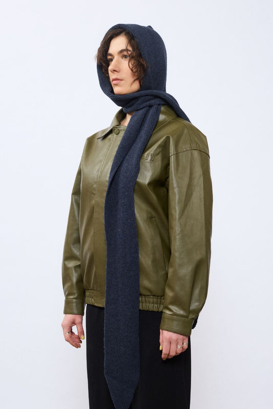 lambswool hooded scarf wrap